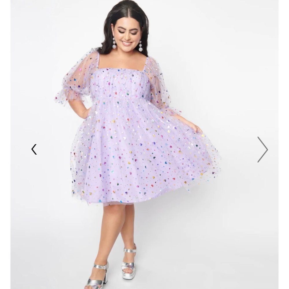 Smak Parlour Purple Confetti Hearts Love Interest Babydoll Dress